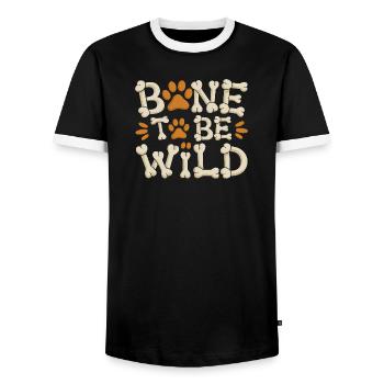 Bone To Be Wild Funny Dog Saying For - Men's Ringer Shirt - black/white - Front - AI Model Female 172 light (172cm) & AI Model Male 178 light (178cm)