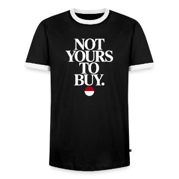 Not Yours To Buy Greenland Sovereignty Policy - Men's Ringer Shirt - black/white - Front - AI Model Female 172 light (172cm) & AI Model Male 178 light (178cm)