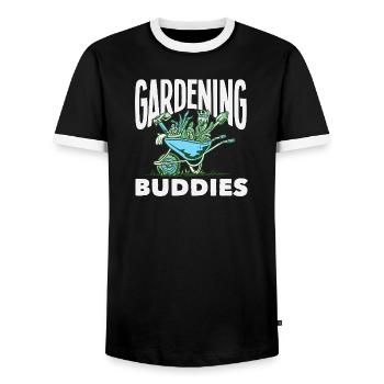 Gardening Buddies Plant Lovers Garden - Men's Ringer Shirt - black/white - Front - AI Model Female 172 light (172cm) & AI Model Male 178 light (178cm)