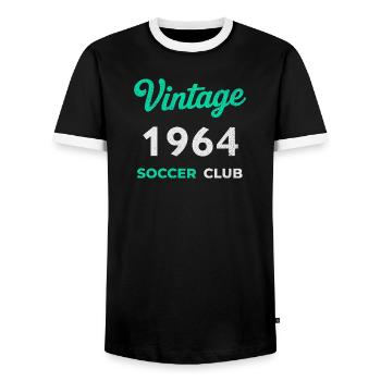 Vintage 1964 – Soccer Club Retro Birth Year - Men's Ringer Shirt - black/white - Front - AI Model Female 172 light (172cm) & AI Model Male 178 light (178cm)