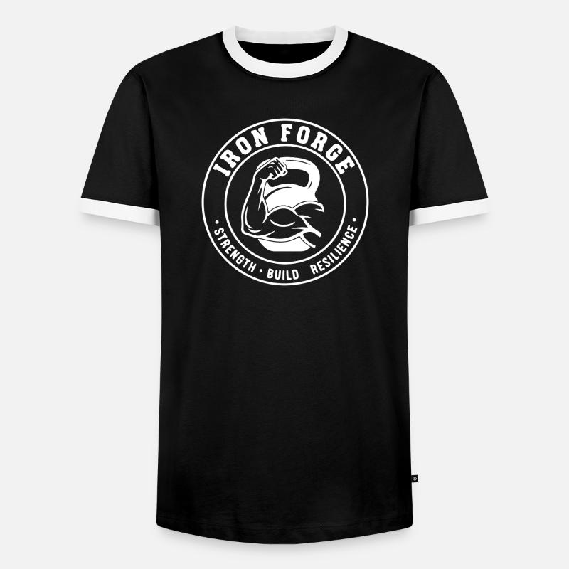 Iron Forge Kettlebell - Men's Ringer Shirt - black/white