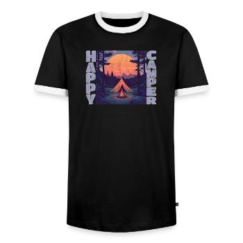 Campeur heureux - T-shirt contrasté Homme - noir/blanc - Devant - AI Model Female 172 light (172cm) & AI Model Male 178 light (178cm)