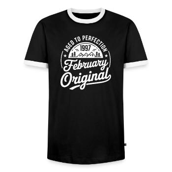 février 1997 – Légende des sommets et montagnes - T-shirt contrasté Homme - noir/blanc - Devant - AI Model Female 172 light (172cm) & AI Model Male 178 light (178cm)