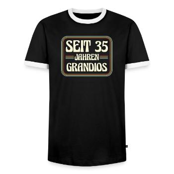 35 Jahre alt Geburtstag 35. Geburtstag - Männer Kontrast-T-Shirt - Schwarz/Weiß - Vorne - AI Model Female 172 light (172cm) & AI Model Male 178 light (178cm)