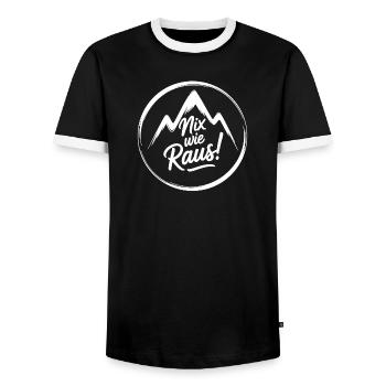 Nix wie raus – Freiheit in den Bergen - Männer Kontrast-T-Shirt - Schwarz/Weiß - Vorne - AI Model Female 172 light (172cm) & AI Model Male 178 light (178cm)