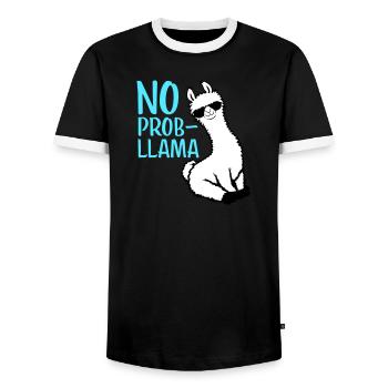 No Prob Lama Cool Sonnenbrille Sitzend Problama - Männer Kontrast-T-Shirt - Schwarz/Weiß - Vorne - AI Model Female 172 light (172cm) & AI Model Male 178 light (178cm)