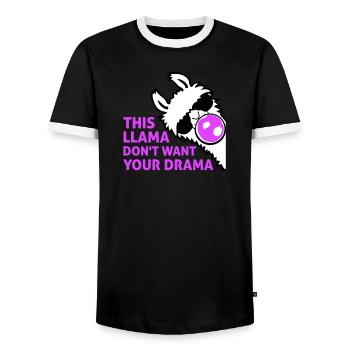 Ce lama ne veut pas de ta bulle dramatique - T-shirt contrasté Homme - noir/blanc - Devant - AI Model Female 172 light (172cm) & AI Model Male 178 light (178cm)