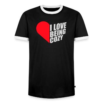 I Love Being Cozy Gemütlichkeit Zuhause Entspannt - Men's Ringer Shirt - black/white - Front - AI Model Female 172 light (172cm) & AI Model Male 178 light (178cm)