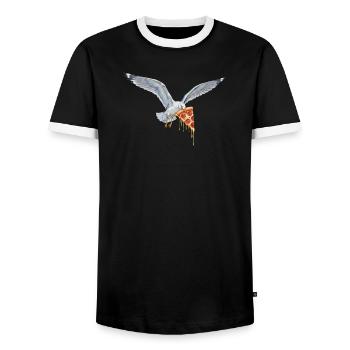 Boulderer Colorsplash Boulder Bouldering - Men's Ringer Shirt - black/white - Front - AI Model Female 172 light (172cm) & AI Model Male 178 light (178cm)