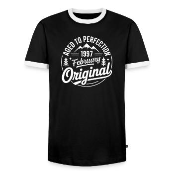 février 1997 – Légende des sommets et montagnes - T-shirt contrasté Homme - noir/blanc - Devant - AI Model Female 172 light (172cm) & AI Model Male 178 light (178cm)