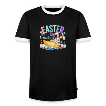 Easter Cruise Holiday Quote - Men's Ringer Shirt - black/white - Front - AI Model Female 172 light (172cm) & AI Model Male 178 light (178cm)
