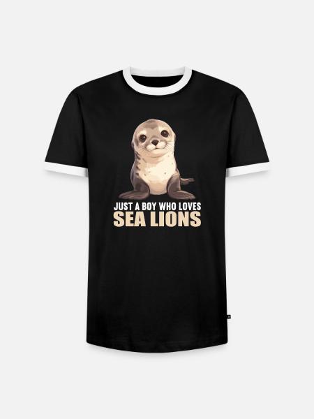 Seelöwen Seelöwe - Männer Kontrast-T-Shirt - Schwarz/Weiß