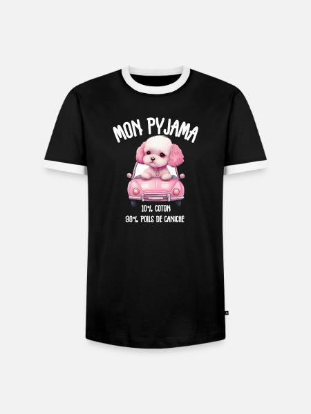 Hundepyjama-Pudel-Humor - Männer Kontrast-T-Shirt - Schwarz/Weiß
