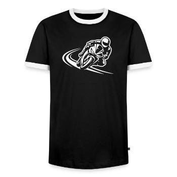 Curve hunter - Men's Ringer Shirt - black/white - Front - AI Model Female 172 light (172cm) & AI Model Male 178 light (178cm)