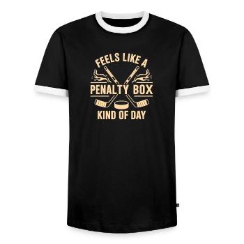 Hockey - Men's Ringer Shirt - black/white - Front - AI Model Female 172 light (172cm) & AI Model Male 178 light (178cm)