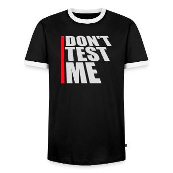 Ne me teste pas coquine, citation drôle de logo - T-shirt contrasté Homme - noir/blanc - Devant - AI Model Female 172 light (172cm) & AI Model Male 178 light (178cm)