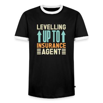 Insurance Agent Levelling Up To Funny Insurance - Männer Kontrast-T-Shirt - Schwarz/Weiß - Vorne - AI Model Female 172 light (172cm) & AI Model Male 178 light (178cm)