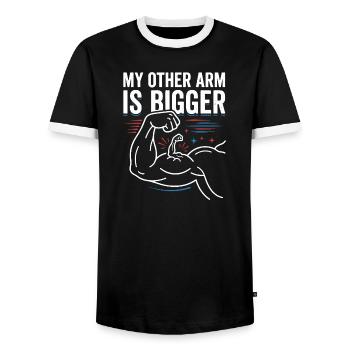 Anderer Arm Größer Meme - Männer Kontrast-T-Shirt - Schwarz/Weiß - Vorne - AI Model Female 172 light (172cm) & AI Model Male 178 light (178cm)