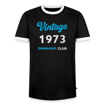 Vintage 1973 – Swimming Club Retro Geburtsjahr - Männer Kontrast-T-Shirt - Schwarz/Weiß - Vorne - AI Model Female 172 light (172cm) & AI Model Male 178 light (178cm)