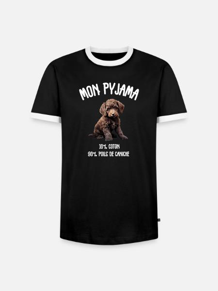 Hundepyjama-Pudel-Humor - Männer Kontrast-T-Shirt - Schwarz/Weiß