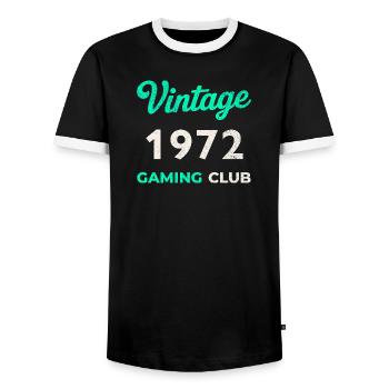Vintage 1972 – Gaming Club Retro Geburtsjahr_ - Men's Ringer Shirt - black/white - Front - AI Model Female 172 light (172cm) & AI Model Male 178 light (178cm)