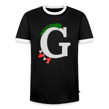 G - Männer Kontrast-T-Shirt - Schwarz/Weiß - Vorne - AI Model Female 172 light (172cm) & AI Model Male 178 light (178cm)