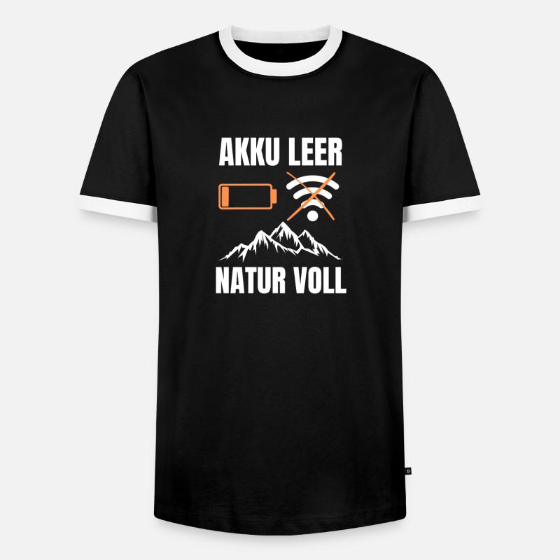 Battery empty nature full - Men's Ringer Shirt - black/white