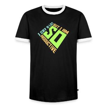 I Cry A Lot But I Am So Productive Lustig Emotion - Männer Kontrast-T-Shirt - Schwarz/Weiß - Vorne - AI Model Female 172 light (172cm) & AI Model Male 178 light (178cm)
