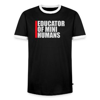 Educator Of Little Humans Teacher Funny Kids - Men's Ringer Shirt - black/white - Front - AI Model Female 172 light (172cm) & AI Model Male 178 light (178cm)