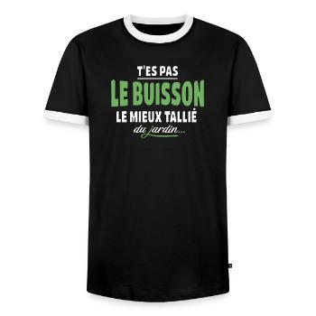 Du bist nicht der bestgeschnittene Busch – Ausdrücke - Männer Kontrast-T-Shirt - Schwarz/Weiß - Vorne - AI Model Female 172 light (172cm) & AI Model Male 178 light (178cm)