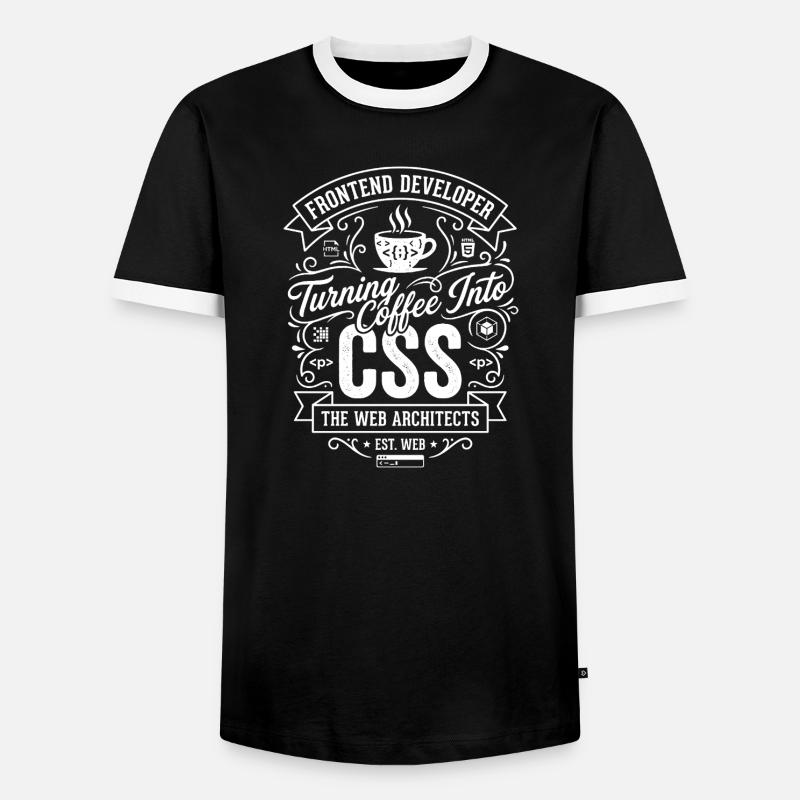 Frontend Coffee CSS Tee - Männer Kontrast-T-Shirt - Schwarz/Weiß