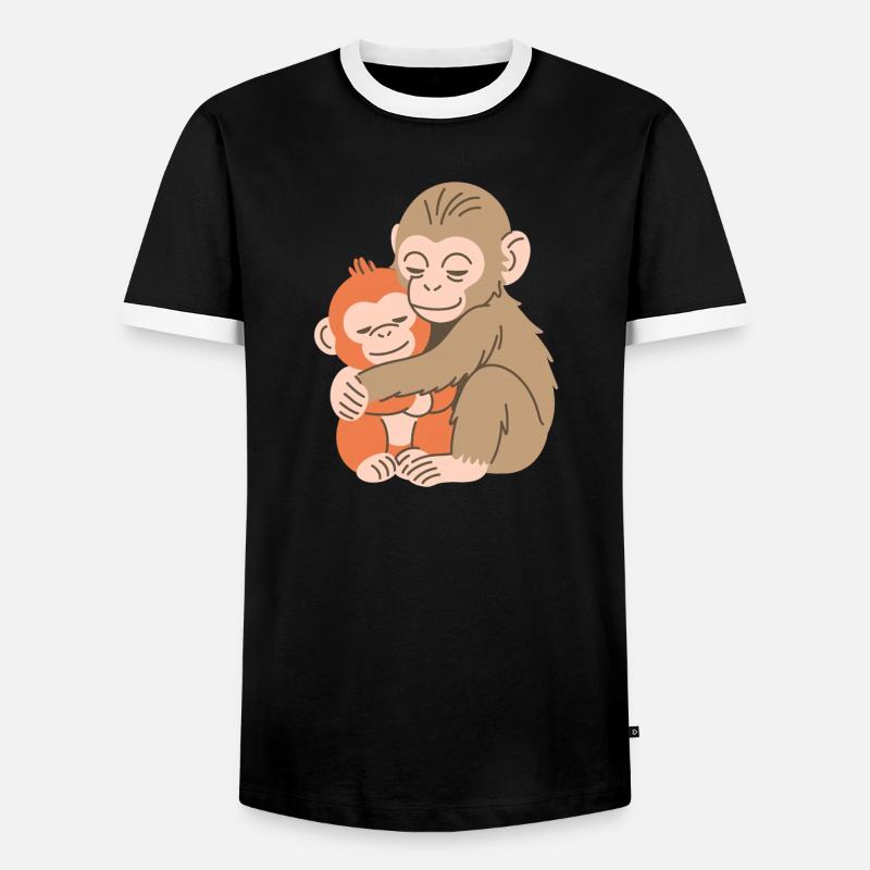 Hugging Monkey Duo - Men's Ringer Shirt - black/white