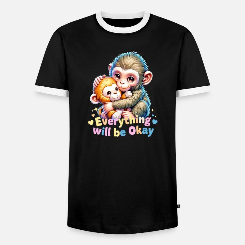 Alles wird gut, Affenumarmung - Männer Kontrast-T-Shirt - Schwarz/Weiß
