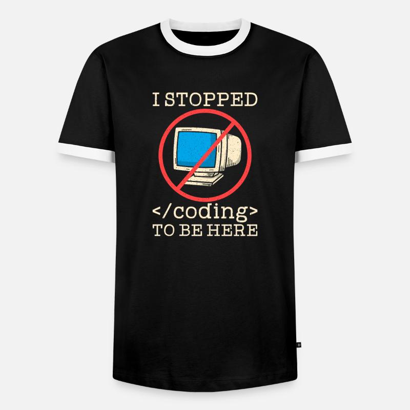Programmer en train de coder drôle - T-shirt contrasté Homme - noir/blanc