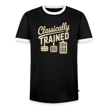 Classically Trained Auto Schaltgetriebe - Männer Kontrast-T-Shirt - Schwarz/Weiß - Vorne - AI Model Female 172 light (172cm) & AI Model Male 178 light (178cm)