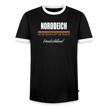 Norddeich - Männer Kontrast-T-Shirt - Schwarz/Weiß - Vorne - AI Model Female 172 light (172cm) & AI Model Male 178 light (178cm)