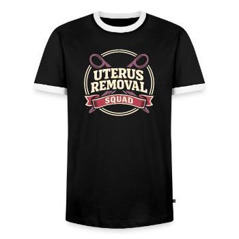 Hysterectomy Recovery Hysterectomy Survivor - Men's Ringer Shirt - black/white - Front - AI Model Female 172 light (172cm) & AI Model Male 178 light (178cm)