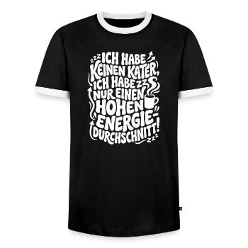 Ich habe keinen Kater nur hohen Energielevel - Männer Kontrast-T-Shirt - Schwarz/Weiß - Vorne - AI Model Female 172 light (172cm) & AI Model Male 178 light (178cm)