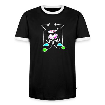 Neon-Mood Flip - Das Umdreh-Gesicht - Männer Kontrast-T-Shirt - Schwarz/Weiß - Vorne - AI Model Female 172 light (172cm) & AI Model Male 178 light (178cm)