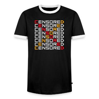 Censored Zensiert Lustig Statement Freiheit Logo - Männer Kontrast-T-Shirt - Schwarz/Weiß - Vorne - AI Model Female 172 light (172cm) & AI Model Male 178 light (178cm)