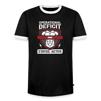 Pruning season with reduced calorie deficit - Men's Ringer Shirt - black/white - Front - AI Model Female 172 light (172cm) & AI Model Male 178 light (178cm)