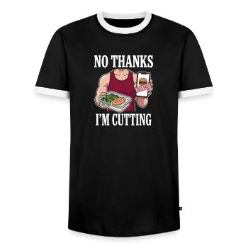 Schnittsaison Bei Reduziertem Kaloriendefizit - Männer Kontrast-T-Shirt - Schwarz/Weiß - Vorne - AI Model Female 172 light (172cm) & AI Model Male 178 light (178cm)