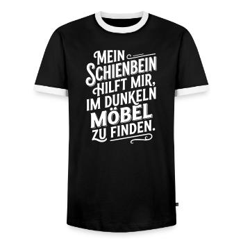 Mein Schienbein hilft Möbel im Dunkeln - Männer Kontrast-T-Shirt - Schwarz/Weiß - Vorne - AI Model Female 172 light (172cm) & AI Model Male 178 light (178cm)
