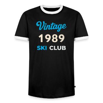 Vintage 1989 – Ski Club Retro Geburtsjahr Geschenk - Männer Kontrast-T-Shirt - Schwarz/Weiß - Vorne - AI Model Female 172 light (172cm) & AI Model Male 178 light (178cm)