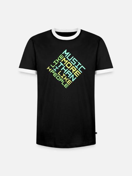 Ik hou meer van muziek dan van mensen Lustig Musik - Mannen contrastshirt - zwart/wit