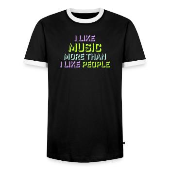 I Like Music More Than I Like People Lustig Musik - Männer Kontrast-T-Shirt - Schwarz/Weiß - Vorne - AI Model Female 172 light (172cm) & AI Model Male 178 light (178cm)