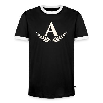 A - Männer Kontrast-T-Shirt - Schwarz/Weiß - Vorne - AI Model Female 172 light (172cm) & AI Model Male 178 light (178cm)