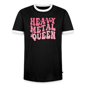 Heavy Metal Königin im Pink Retro - Männer Kontrast-T-Shirt - Schwarz/Weiß - Vorne - AI Model Female 172 light (172cm) & AI Model Male 178 light (178cm)