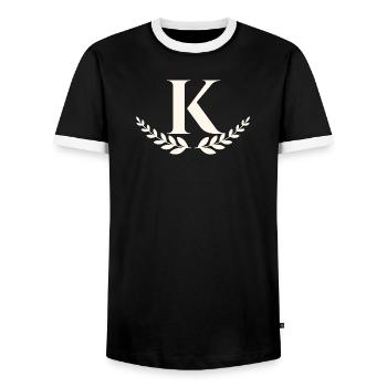 K - Männer Kontrast-T-Shirt - Schwarz/Weiß - Vorne - AI Model Female 172 light (172cm) & AI Model Male 178 light (178cm)