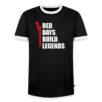 Red days build legends Aktienmarkt Börse Trader - Männer Kontrast-T-Shirt - Schwarz/Weiß - Vorne - AI Model Female 172 light (172cm) & AI Model Male 178 light (178cm)